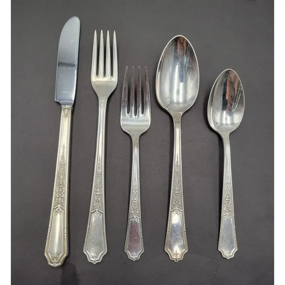 1847 Rogers Bros Ancestral Service for 8 Al Silverplate Flatware Set 43 Pcs